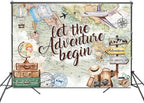 Adventure Awaits Backdrop 8x6ft Let The Adventure Begin Baby Shower Party Decorations Background World Map Travel Themed Banner Photo Booth Props - Image 2
