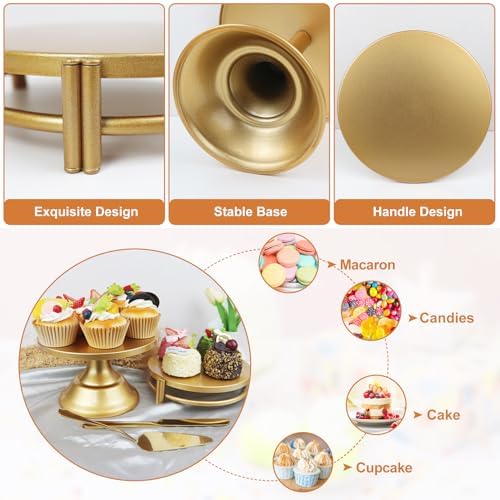 MACIFECI Gold Dessert Table Display Set, 11PCS Metal Gold Cake Stand Set, Including Cupcake Tower Stand, Dessert Tray, Risers Stands, for Wedding, Party - Image 6