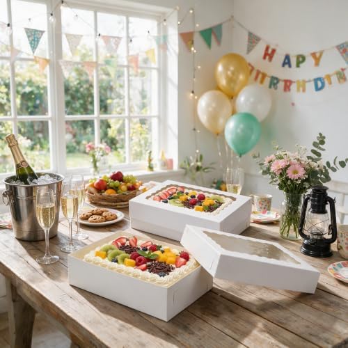 20 Pack 14x10x4 Inches Quarter Sheet Cake Boxes with 20 Cake Boards - Image 2