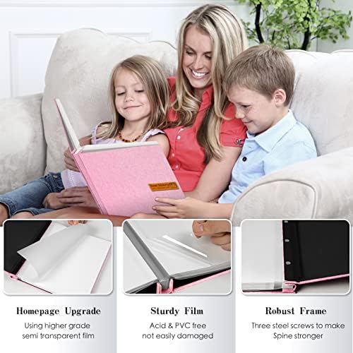Spbapr Large Photo Album Self Adhesive Magnetic Scrapbook,DIY Scrapbook Album for 4x6 5x7 8x10 Picture,40 Pages Linen Cover Memory Book for Wedding Family Baby Pets, with Metallic Pen and Scraping - Image 3