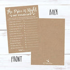 Hadley Designs Hilarious Baby Shower Games Set – 25 The Price is Right Baby Shower Game Cards for 25 Guests, Gender Neutral and Fun for Boys & Girls (Rustic) (Pack of 2) - Image 3