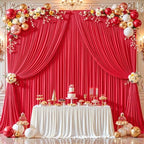 24ftx10ft Wrinkle Free Red Backdrop Curtain - 10 Feet Photography Backdrop Drapes, Silky Polyester Back Drop Cloth for Wedding Baby Shower Balloon Arch Background - Image 7