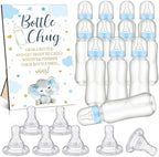 TrelaCo Blue Elephant Cool Baby Shower Games Bottle Chug Sign Wooden Elephant Theme Gift Sets Gender Reveal Party Favors and 12 Pcs Baby Bottle Shower Favor for Games Gender Reveal by TrelaCo
