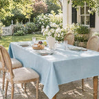Light Blue Rectangle Tablecloth 60 x 120 Inch Machine Wash Indoor & Outdoor - Image 7