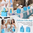 Qilery 50 Pcs Wedding Paper Gift Bags Bulk with Tissue Paper Small Gift Bags with Handle and Tags for Birthday Wedding 4th of July Party Business(Light Blue,4.7 x 2.4 x 3.9'') - Image 5