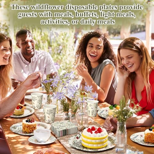 Ziliny Wildflower Party Decorations, Paper Plates Napkins Cups Serve 50 - Image 5