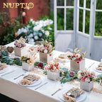 NUPTIO Small Wooden Box for Centerpiece, Whitewashed, Square, 4"/5", 12 Pcs - Image 3