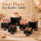 6 Pcs Food Risers for Display Party Buffet Riser Black(4",4",5",6",7",8") - Image 3