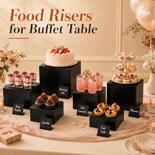 6 Pcs Food Risers for Display Party Buffet Riser Black(4",4",5",6",7",8") - Image 3