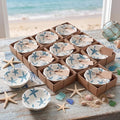 SiliFine 12 Pcs Beach Party Favors for Guests Small Ceramic Bowl Bulk Gifts 3.3 Inch Floral Design Mini Dipping Sauce Dish with Card Box for Bridal Pooja Baby Shower Birthday Guest Gift by SiliFine