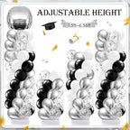 2 Sets Black Silver White Balloon Column Stand Kit, Adjustable Floor Tower with Foil & Latex Balloons for Birthday Wedding Anniversary Retirement Disco Bachelorette Party Backdrop - Image 4
