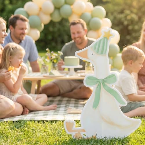One Silly Goose Birthday Decorations Life Size Cardboard Cutout 35 x 24 Inch, Silly Goose Backdrop Stand Up for 1st Birthday Party, Baby Shower & Duck Farm Animal Birthday Photo Prop (Sage Green) - Image 5