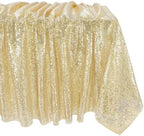 Party Tablecloth Light Gold 90x156 Inch Sequin Fabric Seamless Table Cloths by QueenDream