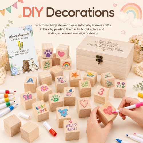 123 PCS Baby Shower Game Kit – Creative Wooden DIY Game with Markers, Fun Activities for Guests, Perfect for Baby Shower Boys & Girls, Interactive Painting & Memory-Making Party Game - Image 6