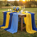 Boao 6 Pcs Amalfi Coast Blue Yellow Lemon Decorations Chiffon Table Runner by Boao