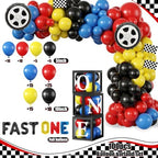 Fast One Birthday Decorations for Boys Racing Car First Birthday Party Supplies Tableware Cars Birthday Paper Plates Napkins Forks Backdrop Balloon Banner Balloon Boxes - Image 6