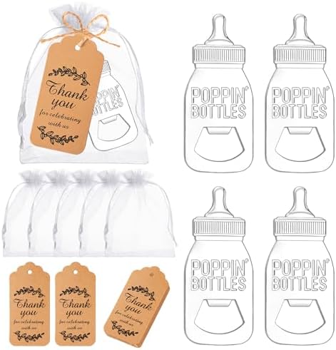 50 Pcs Silver Poppin Bottle Opener Baby Shower Favors for Guest by KaGrbves