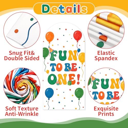 Breling Fun to Be One Birthday Decoration 6.6 ft Arch Cover Backdrop - Image 3