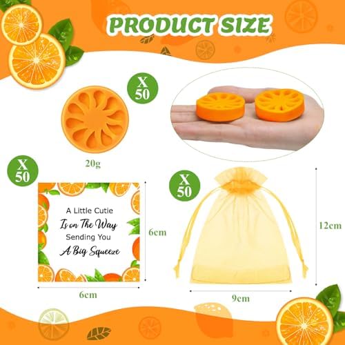 SiliFine 50 Sets Little Cutie Baby Shower Favor Orange Soap Party Gift Bulk - Image 2