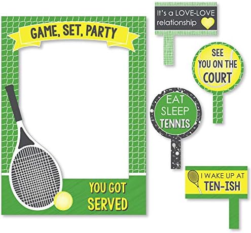 Big Dot of Happiness You Got Served - Tennis - Baby Shower or Tennis Ball Birthday Party Selfie Photo Booth Picture Frame & Props - Printed on Sturdy Material by BigDotofHappiness