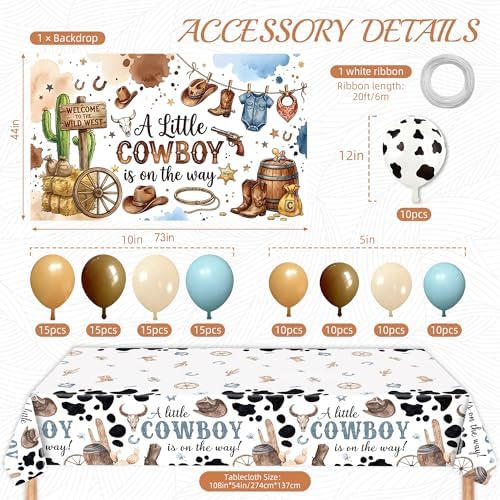 Cowboy Baby Shower Decorations, Wild West Cowboy Rodeo Party Supplies Decor - Image 2