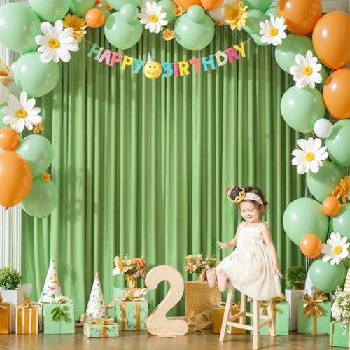 16x10FT Sage Green Backdrop Curtains for Wedding Parties, Wrinkle Free Polyester Photography Backdrop Drapes for Wedding Baby Shower Birthday Parties Stage Background Stand Decorations 4x10ft,4 Panels - Image 3
