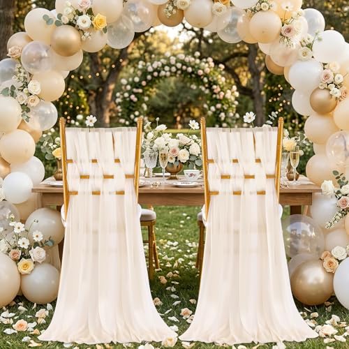 Champagne Chair Sashes Wedding Decorations: 32 Panels Champagne Church Chair Draping Fabric - Baby Shower Banquet Hotel Chairs Decor - Image 4