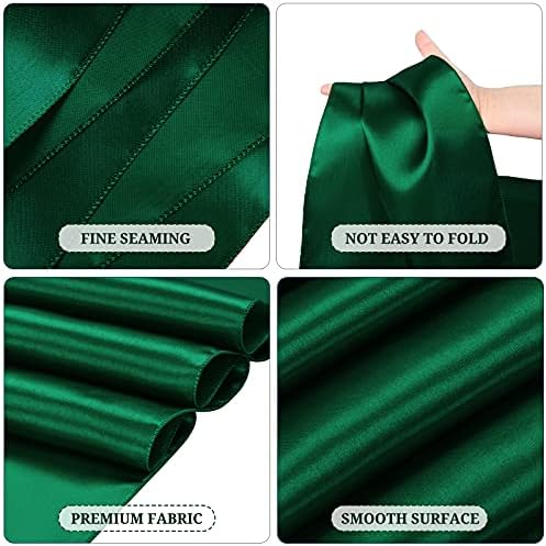24 Pack Forest Green Satin Table Runners 12 x 108 Inch Long Table Runners for Rectangle Round Tables,Smooth Table Runner for Wedding, Birthday Party Banquets Graduation Engagements Decoration - Image 3