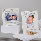 Personalization Universe Personalized Simple and Sweet Baby Shiplap Frame 5x7 Horizontal Picture Frame - Rustic Whitewashed Wood Photo Frame for Newborn, Boy or Girl, Newborn & Family Pictures, Tabletop Display with Easel Back Design - Image 4