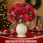 Tigeen 24 Bundles Peonies Artificial Flowers Faux Roses, Wine Red - Image 5