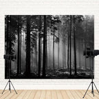 9x6ft Black and White Forest Backdrop Sunlight Beams Misty Trees Vertical Trunks Photography Background Natural Landscape Wedding Decoration Birthday Banner Portrait Photo Booth Prop - Image 4