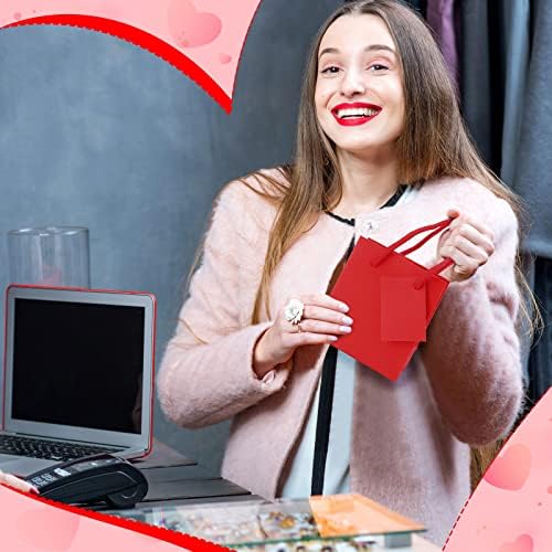 Sherr 100 Pcs Red Mini Paper Gift Bags with Handles, White Tags - Image 6
