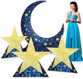 Leinuosen 4 Pcs Starry Night Party Decoration Crescent Moon Star Cardboard Stand up Cutout 2.15-5 ft Large Life Size Twinkle Little Backdrop Prom Photo Prop Standup for Movie Night Birthday Homecoming by Leinuosen