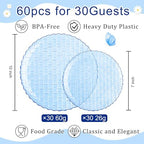 Festiva 60PCS Clear Blue Plastic Plates - Heavy Duty Weave Pattern Fancy Disposable Plates -serve for 30 guests Include 30PCS 10" & 30PCS 7" Plates for Birthday & Easter Party(Blue) - Image 2