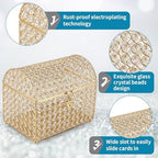 MDLUU Large Wedding Card Box, Treasure Chest Wedding Money Holder with Heart Shaped Lock, Crystal Bead Card Receiving Box for Wedding, Reception, Birthday Party - Image 5