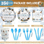 Dandat 350 Pcs Baby Shower Set, Cowboy, Blue - Image 2