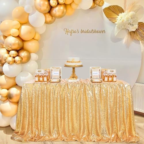 SoarDream Gold Sequin Tablecloth 90"x132" Wedding Glitter Table Cloth by SoarDream