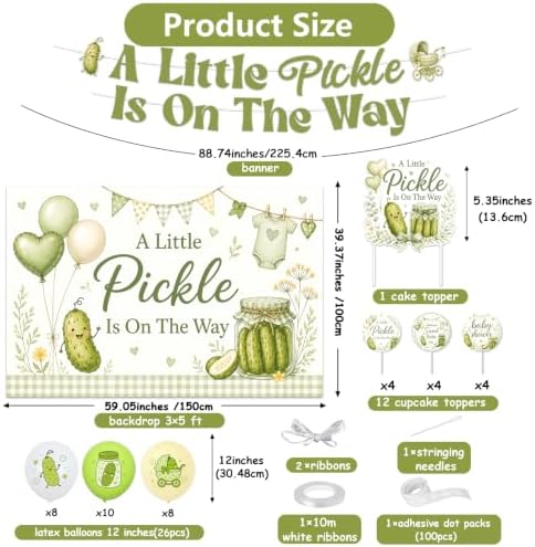 Pickle Baby Shower Party Decorations A Little Pickle is on the Way Backdrop - Image 2