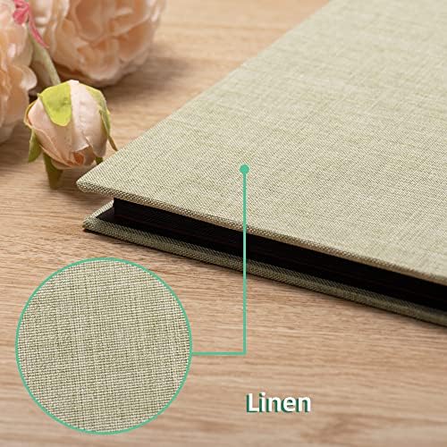 Large Photo Album Self Adhesive 4x6 8x10 10x12 13"x12.6" Scrapbook Album 12.6"x11" Inch 60 Black Sticky Pages Linen Cover Magnetic Photo Album with A Metallic Pen and DIY Stickers - Image 4