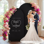 2 Set-6.6FT, 5FT Black Arch Backdrop Cover,Spandex Fitted Wedding Arch Stand Covers Round Top Chiara Arch Backdrop Stands Cover for Birthday Parties Banquet Photo Background Decoration - Image 3
