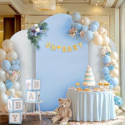 Wedding Arch Backdrop Cover Set of 3, White and Blue Double Color Arch Stand Cover, 7.2FT, 6.6FT, 6FT Spandex Fitted Arch Covers for Wedding Baby Shower Party Banquet Photography Background Decoration - Image 4