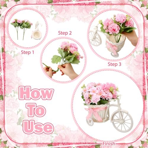 3 Sets Pink Bike-Shaped Baby Shower Table Centerpieces - Image 3