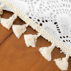 Boho Crochet Cotton Lace Tablecloth Rectangle 60 x 84 Inch White - Image 5