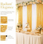 ShinyBeauty Sequin Photo Backdrop Curtains Gold Transparent White 2x8FT - Image 2