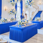 4 Pack Royal Blue Table Cloth for 8 Foot Rectangle Tables Spandex Fitted Tablecloth 8ft Stretch Table Covers Skirt Blue Banquet Tablecloths Wrinkle Free Tablecloth for Party Wedding Birthday Event - Image 2