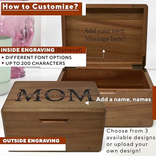 Mom Gifts from Daughters, Custom Wooden Box, Personalized Mothers Day Gift - Image 3