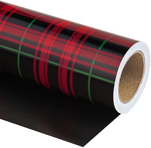 WRAPAHOLIC 30 Inch Jumbo Reversible Plaid Wrapping Paper - 30 Inch x 100 Feet Jumbo Roll Red and Black Plaid Christmas Wrapping Paper for Christmas, Birthday, Baby Shower, Holiday by WRAPAHOLIC