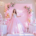 Besutolife Square Arch Backdrop Cover, 8×8 FT Spandex Arch Covers Stretchy Fitted Balloon Arch Stand Cover for Wedding, Birthday Party, Baby Shower, Photo Booth, Graduation Ceremony, Pink - Image 2