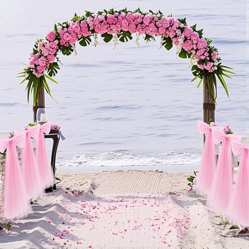 Zeyune 12 Pcs Large Bow Party Decorations Hanging Mesh Bows,Pink - Image 5