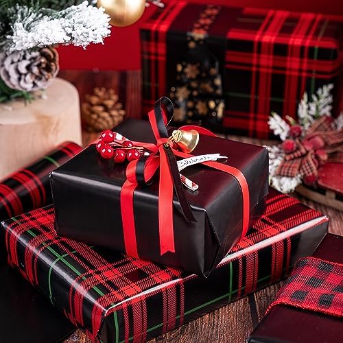 WRAPAHOLIC 30 Inch Jumbo Reversible Plaid Wrapping Paper - 30 Inch x 100 Feet Jumbo Roll Red and Black Plaid Christmas Wrapping Paper for Christmas, Birthday, Baby Shower, Holiday - Image 6